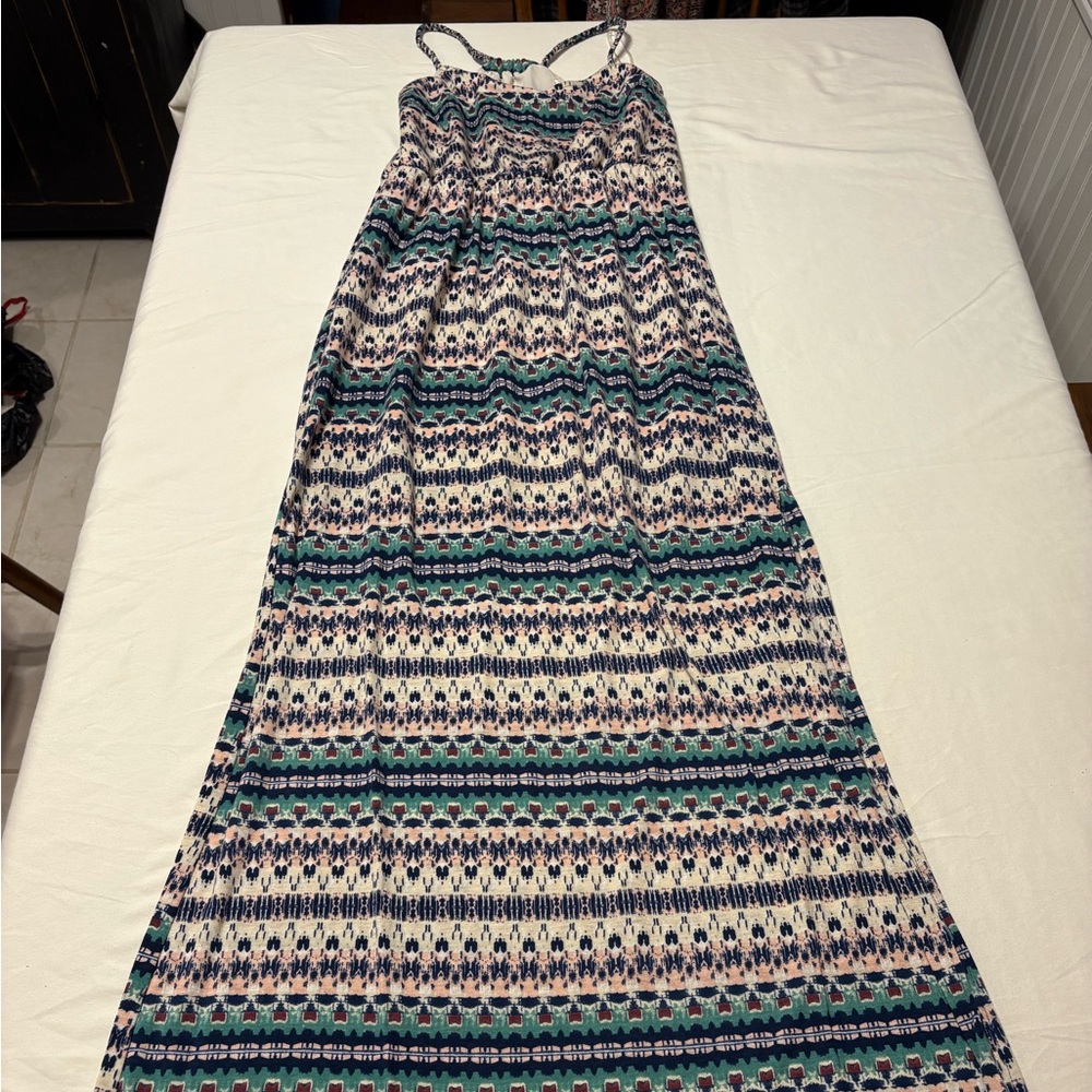 Under the Skies Halter Maxi Dress Braided Straps and slit on the side